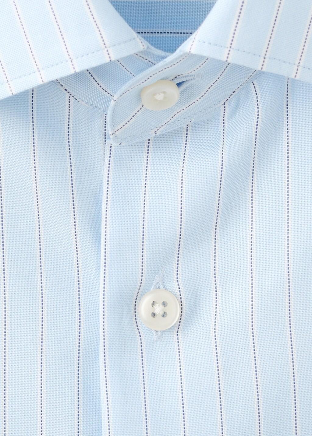 Blue Cotton Slim-Fit Striped Shirt, Medium Blue, large image number 1