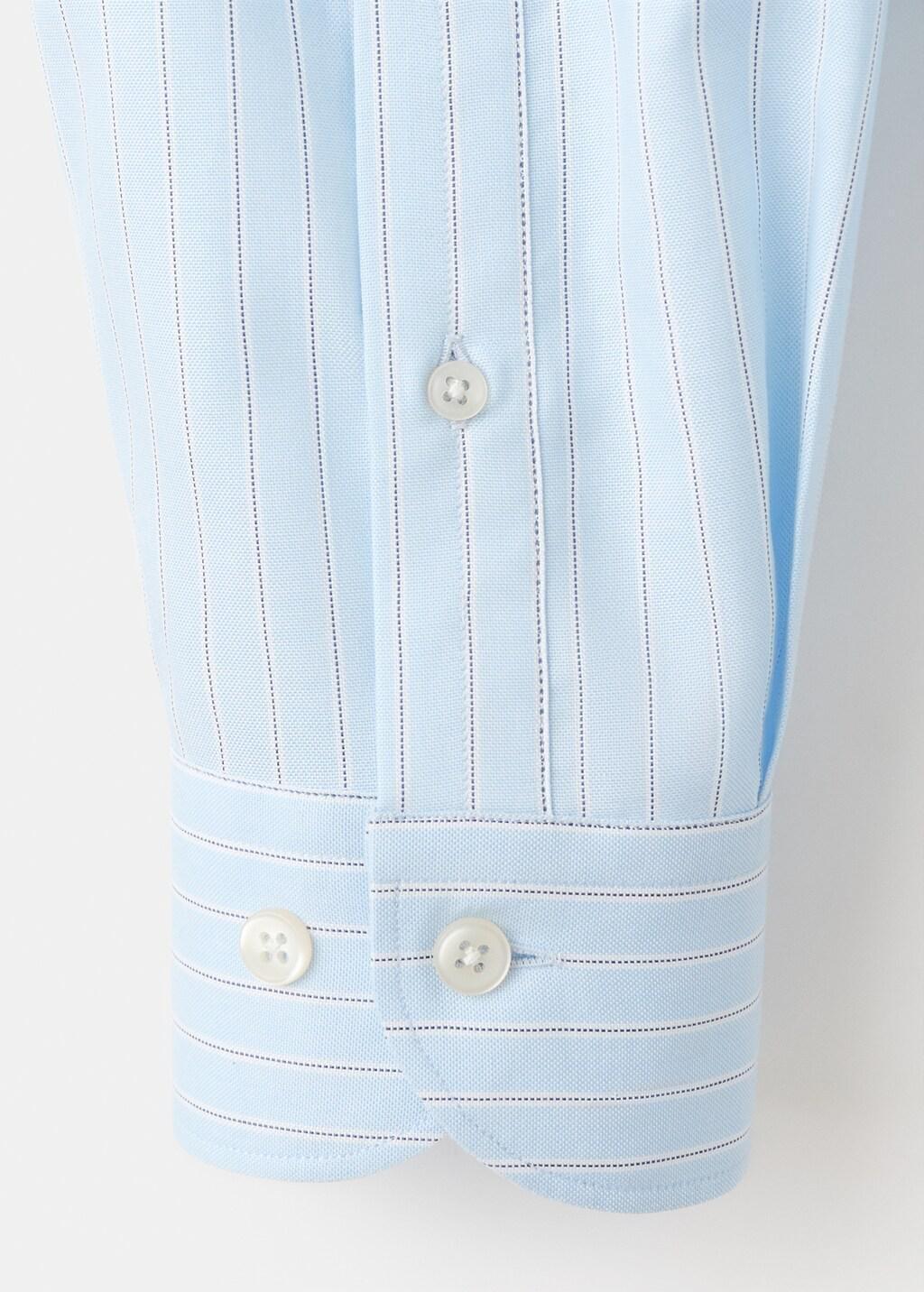 Blue Cotton Slim-Fit Striped Shirt, Medium Blue, large image number 5