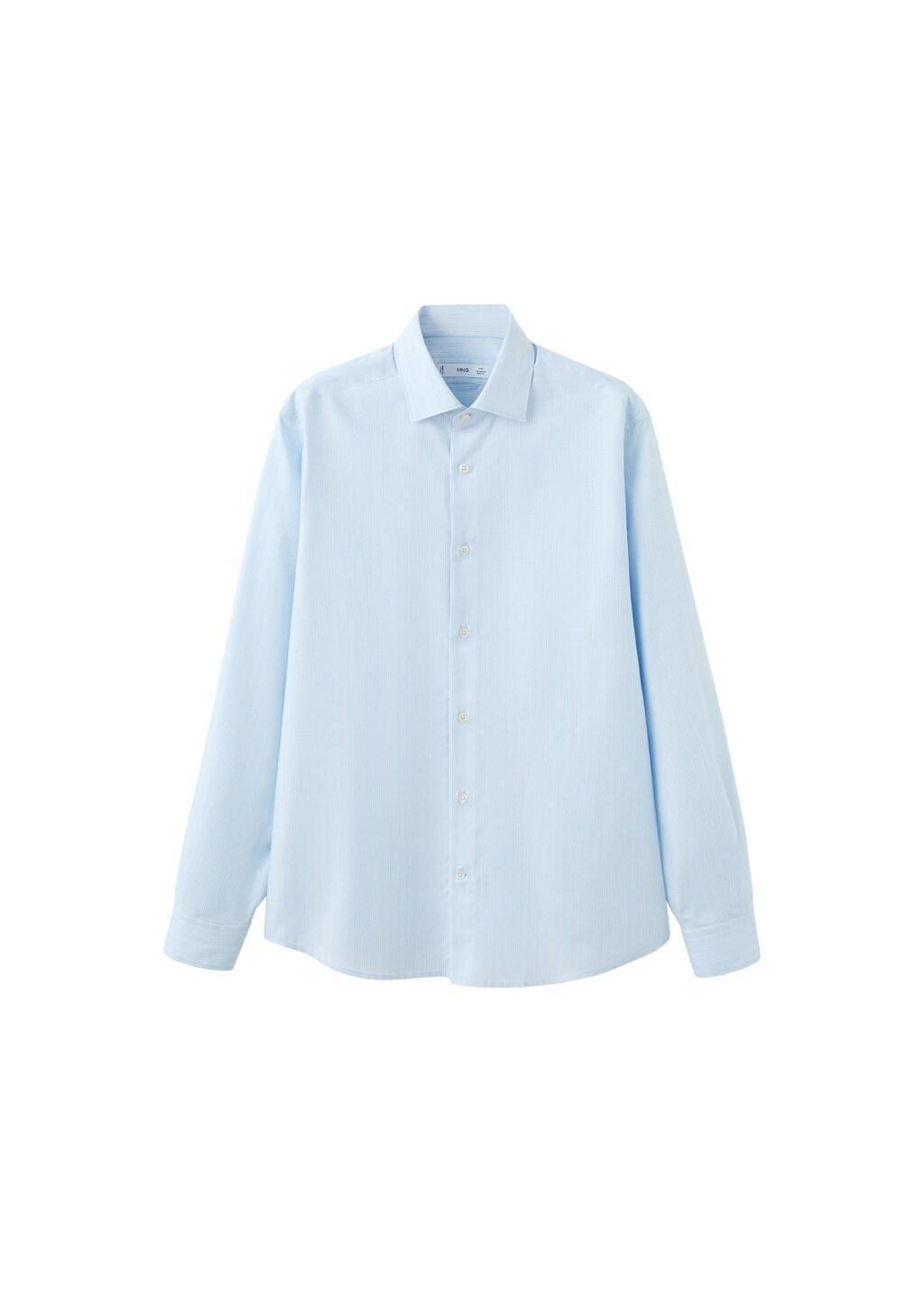 Blue Cotton Slim-Fit Striped Shirt, Medium Blue, large image number 7
