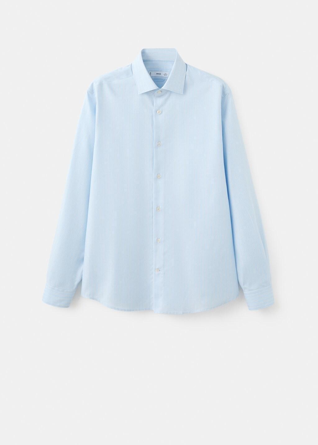 Blue Cotton Slim-Fit Striped Shirt, Medium Blue, large image number 8