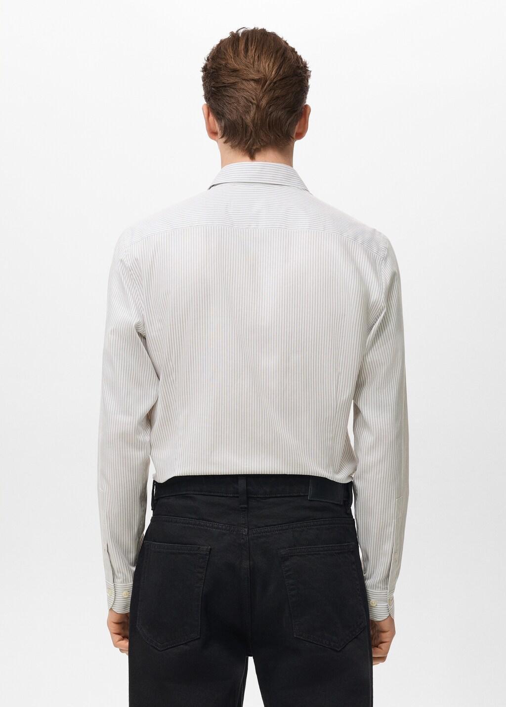 Grey Cotton Slim-Fit Striped Shirt, Light Pastel Grey, large image number 2