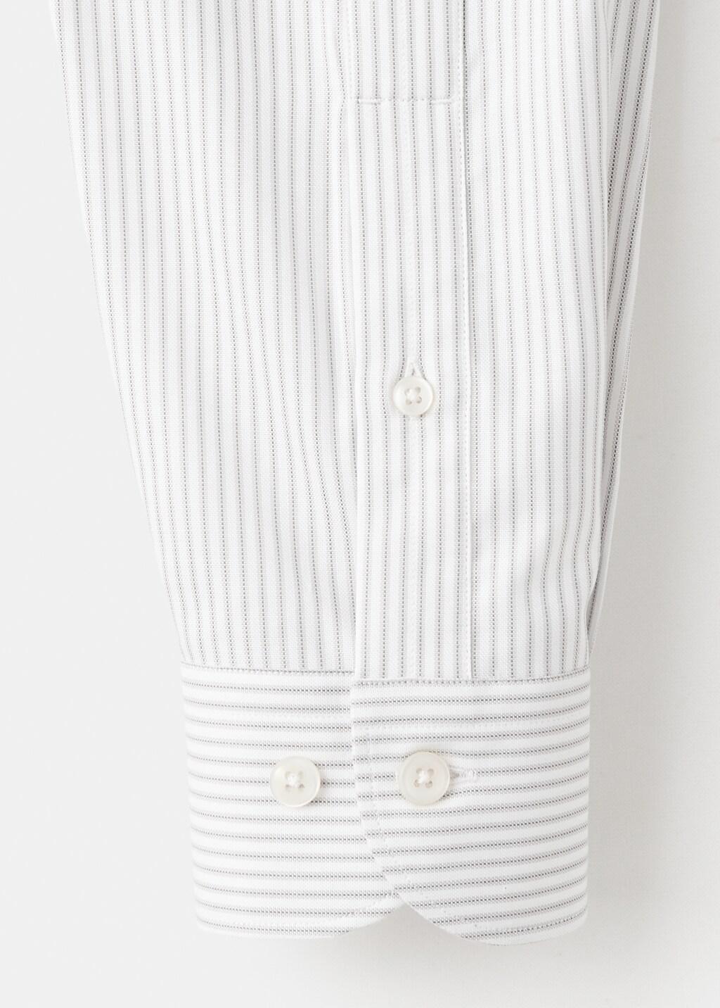 Grey Cotton Slim-Fit Striped Shirt, Light Pastel Grey, large image number 5