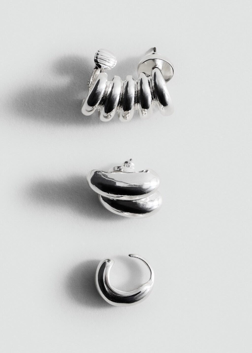 Silver Combined Earring Set, Silver, large image number 1
