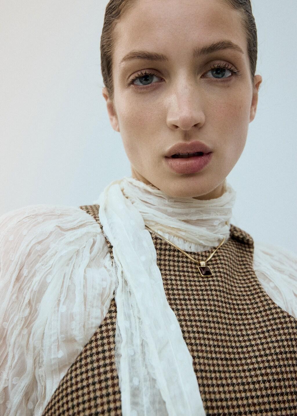 Brown Houndstooth Wool-Blend Dress, Medium Brown, large image number 4