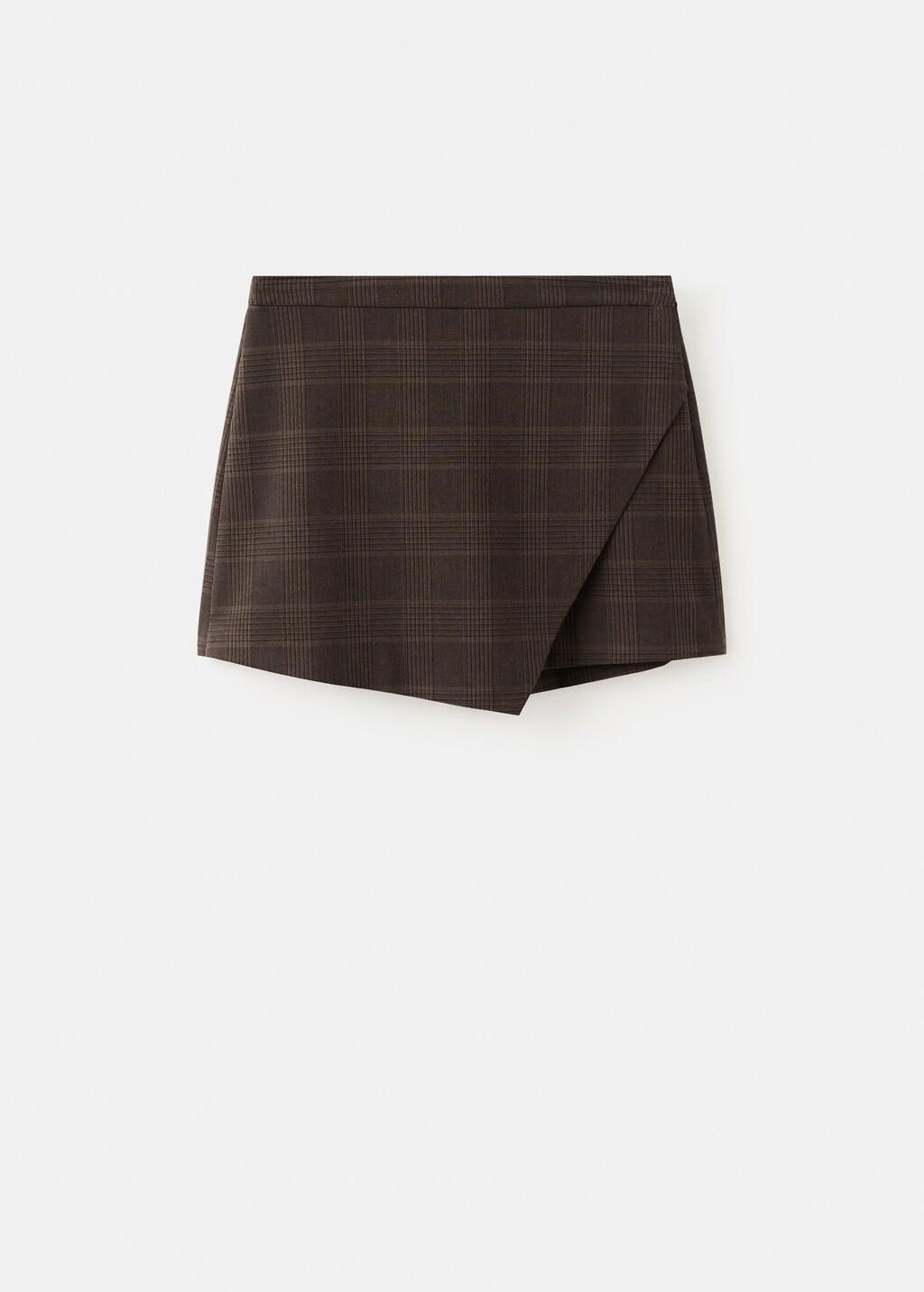 Brown Checked Asymmetric Skirt, 0201_30, large image number 6