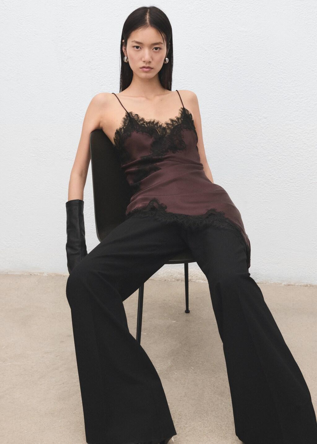 Burgundy Lace Top, Dark Red, large image number 4