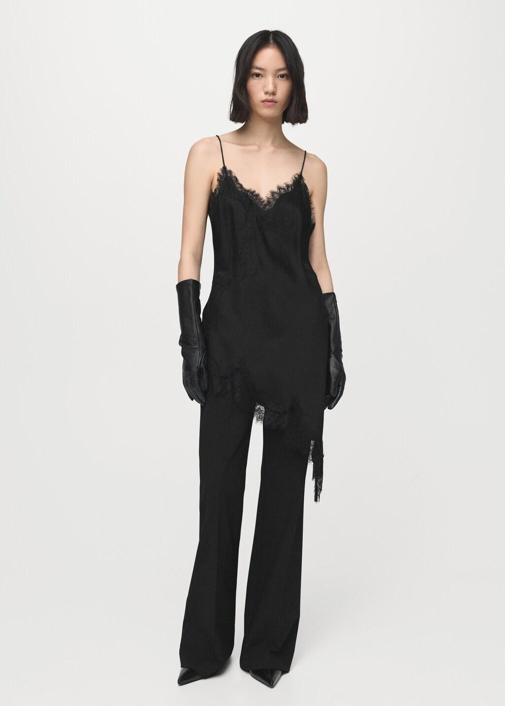 Black Lace Top, Black, medium