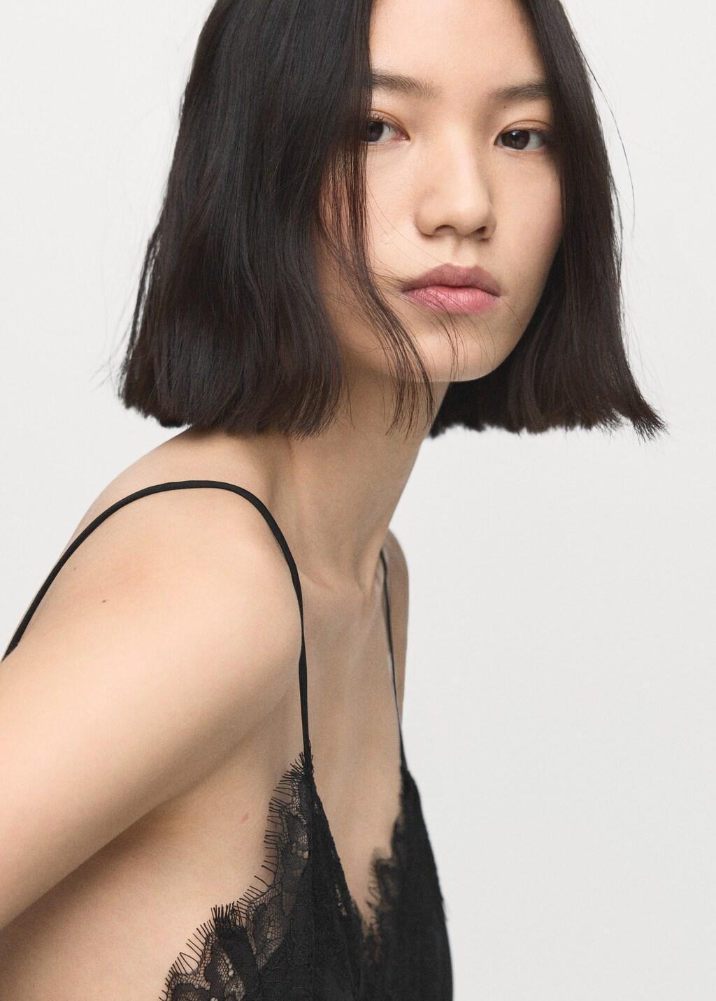 Black Lace Top, Black, large image number 3