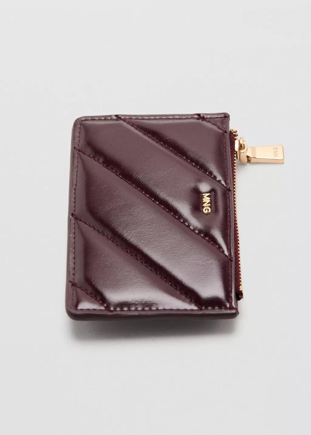 Burgundy Small Quilted Wallet, Dark Red, large image number 4