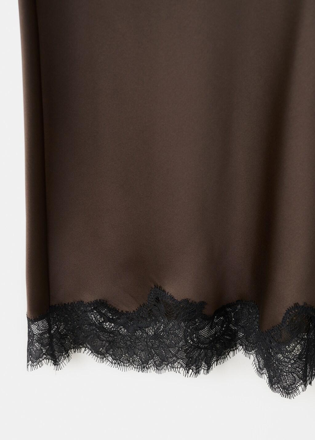 BROWN Satin lace skirt, Brown, large image number 4