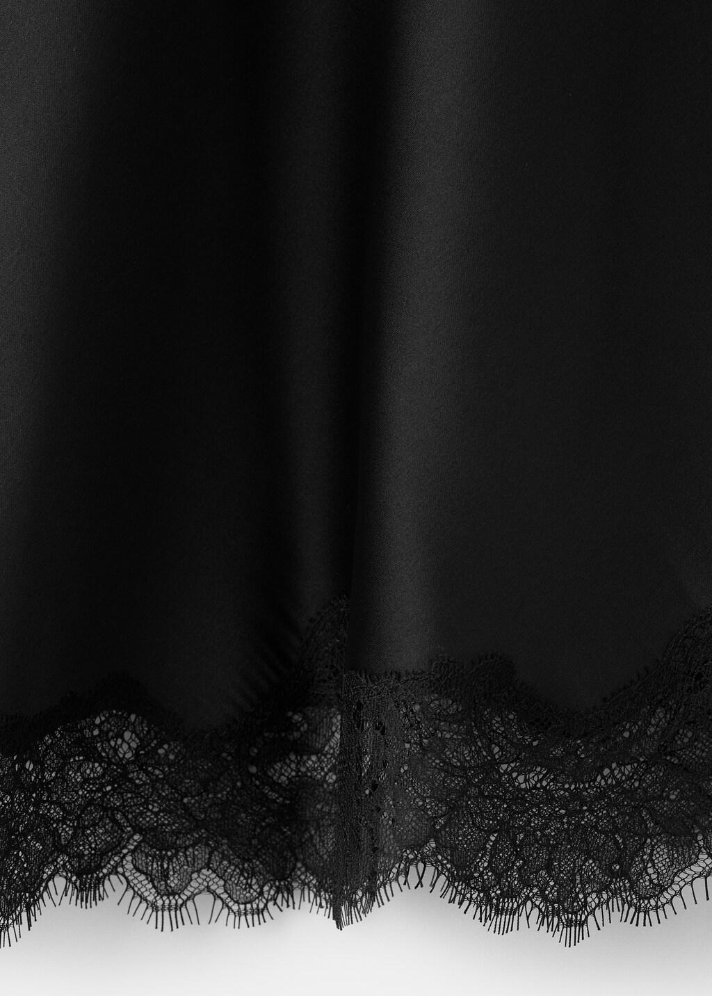 Black Satin Lace Skirt, Black, large image number 5