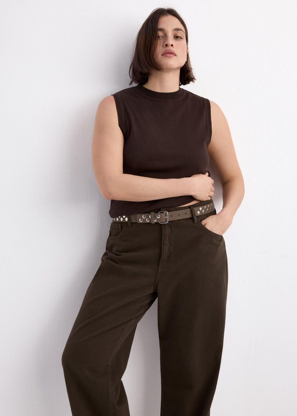 Brown Danila High-Waisted Wide-Leg Jeans, Dark Brown, large image number 5