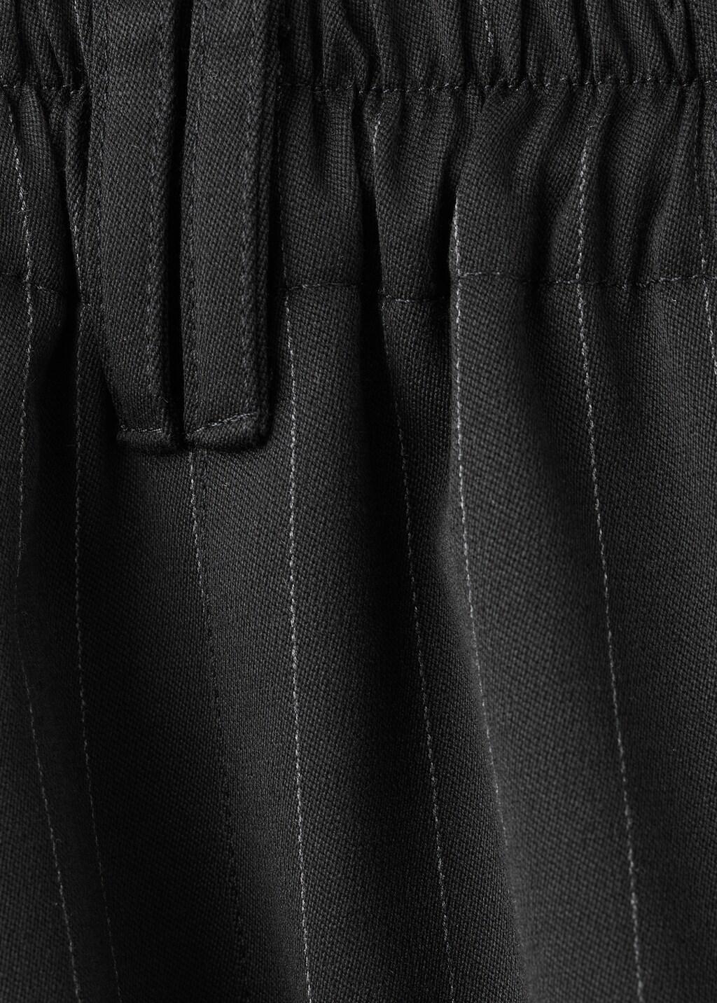 Black Pinstripe Balloon Trousers, Black, large image number 1