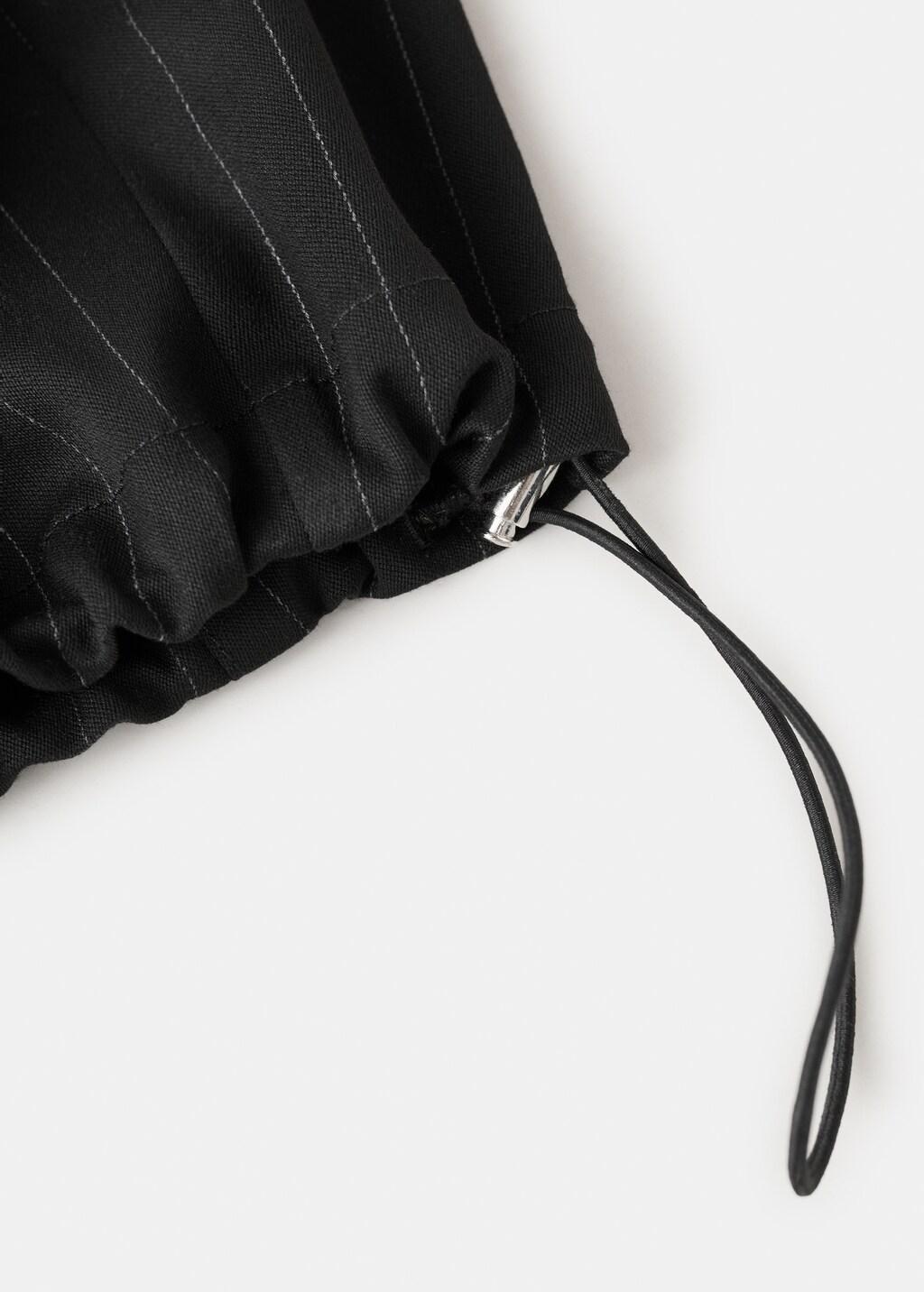 Black Pinstripe Balloon Trousers, Black, large image number 5