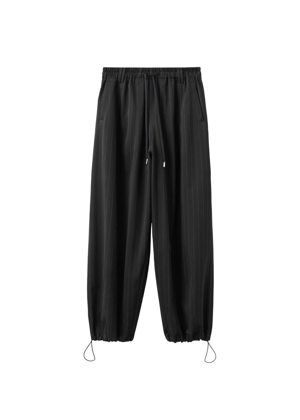 Black Pinstripe Balloon Trousers, Black, large image number 7