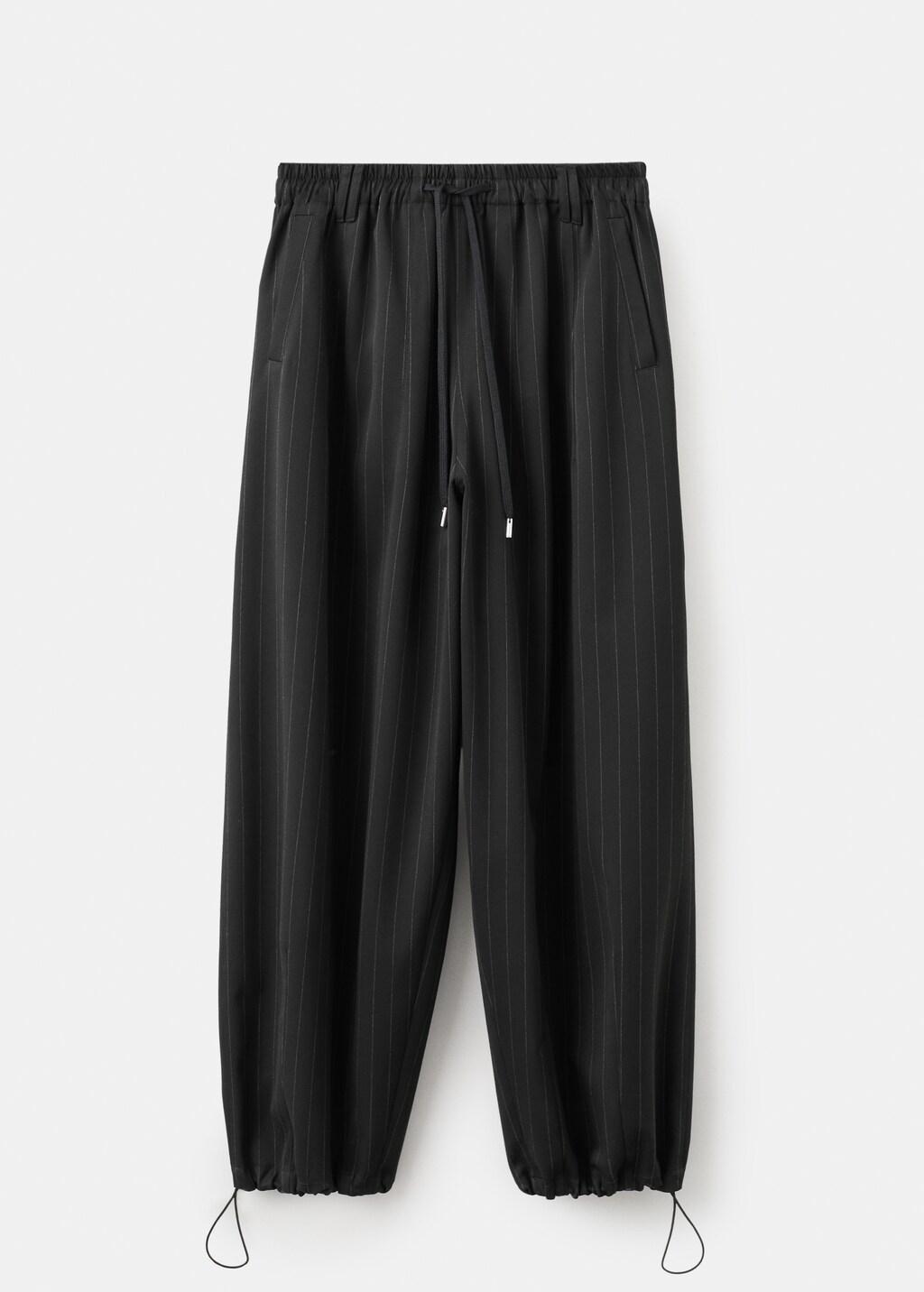 Black Pinstripe Balloon Trousers, Black, large image number 8
