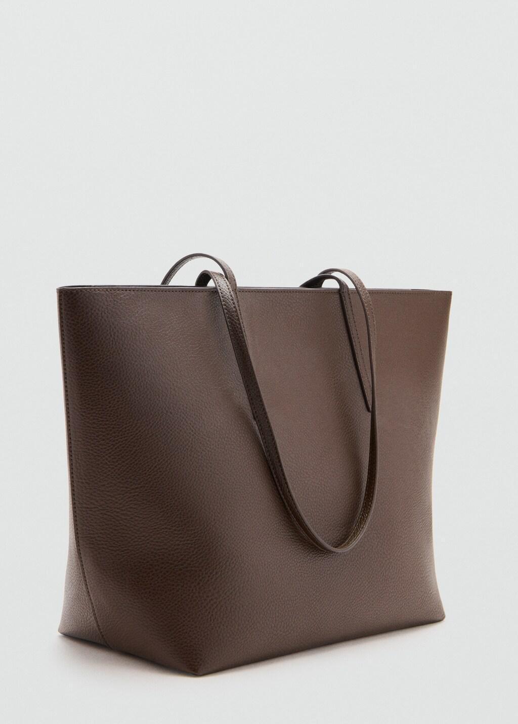 Brown Shopper Bag With Double Handle, Dark Brown, large image number 1