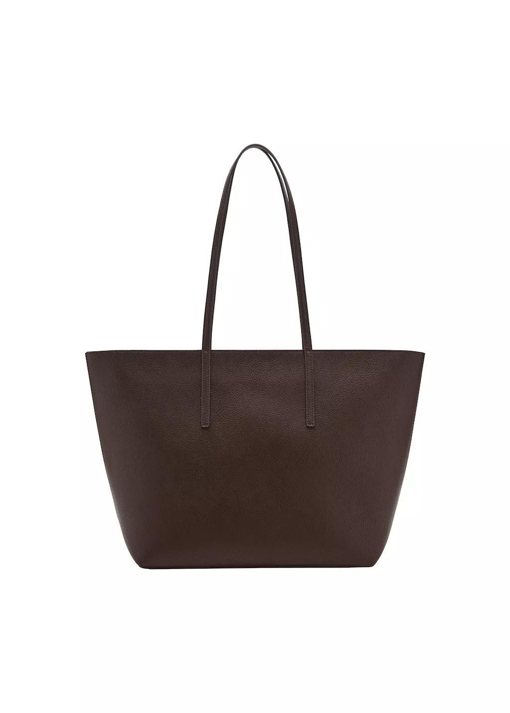 Brown Shopper Bag With Double Handle, Dark Brown, large image number 3