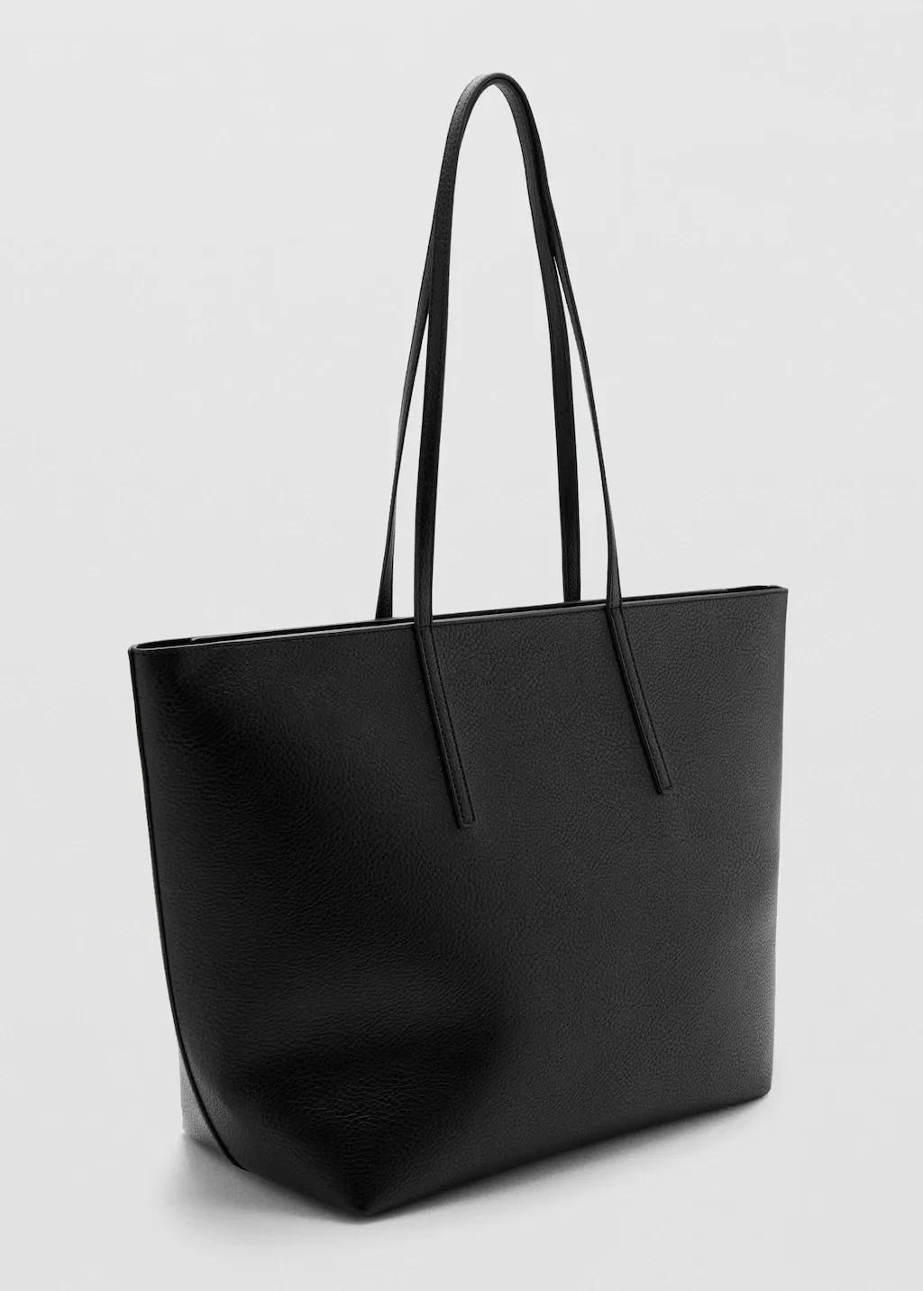 Black Shopper Bag With Double Handle, Black, medium