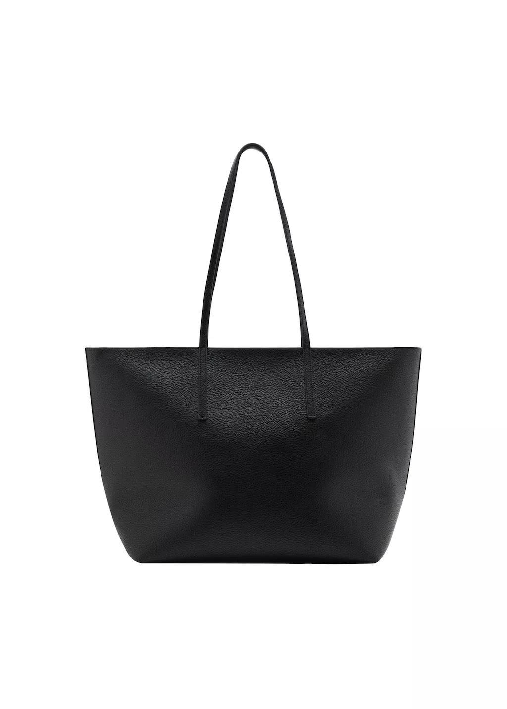 Black Shopper Bag With Double Handle, Black, medium