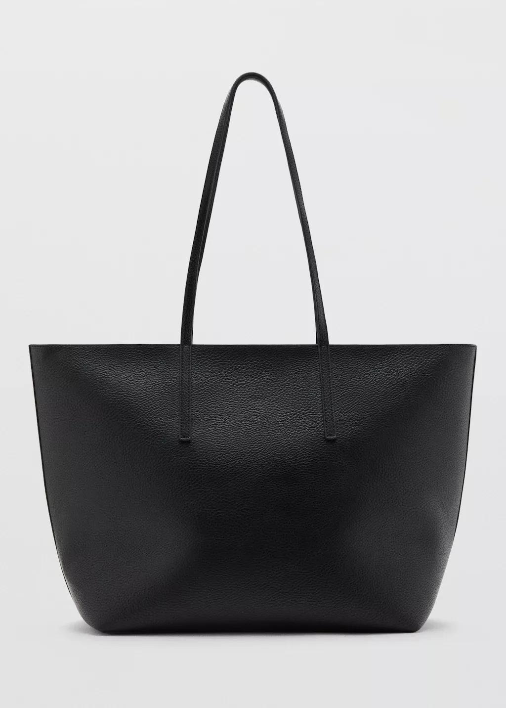 Black Shopper Bag With Double Handle, Black, large image number 3