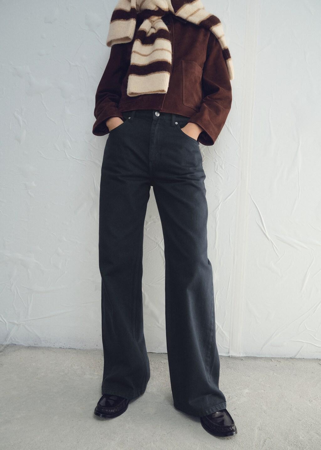 Grey Mid-Rise Straight Jeans, Charcoal, large image number 3