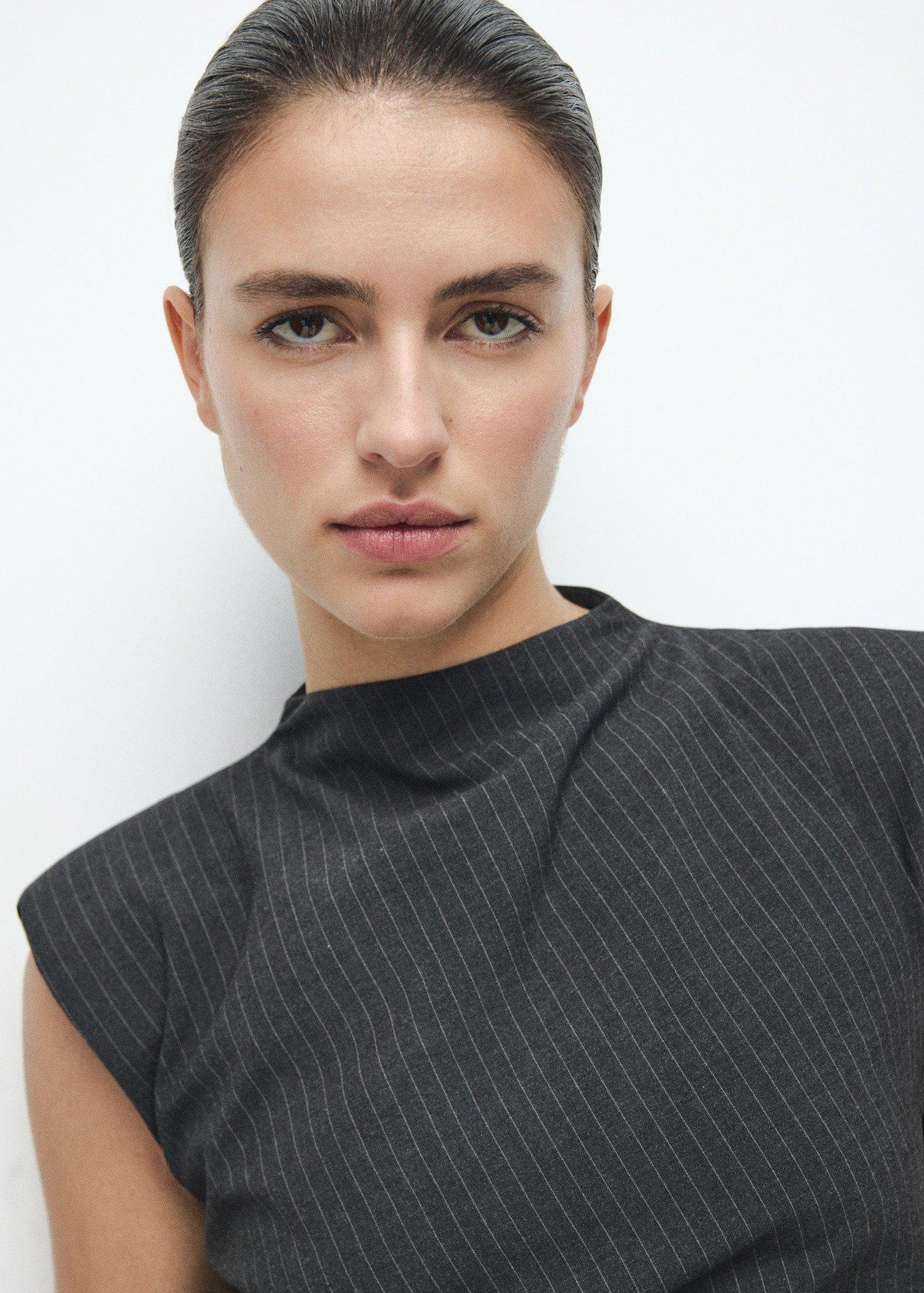 Grey Cut-Out Tennis-Striped Dress, Grey, large image number 2