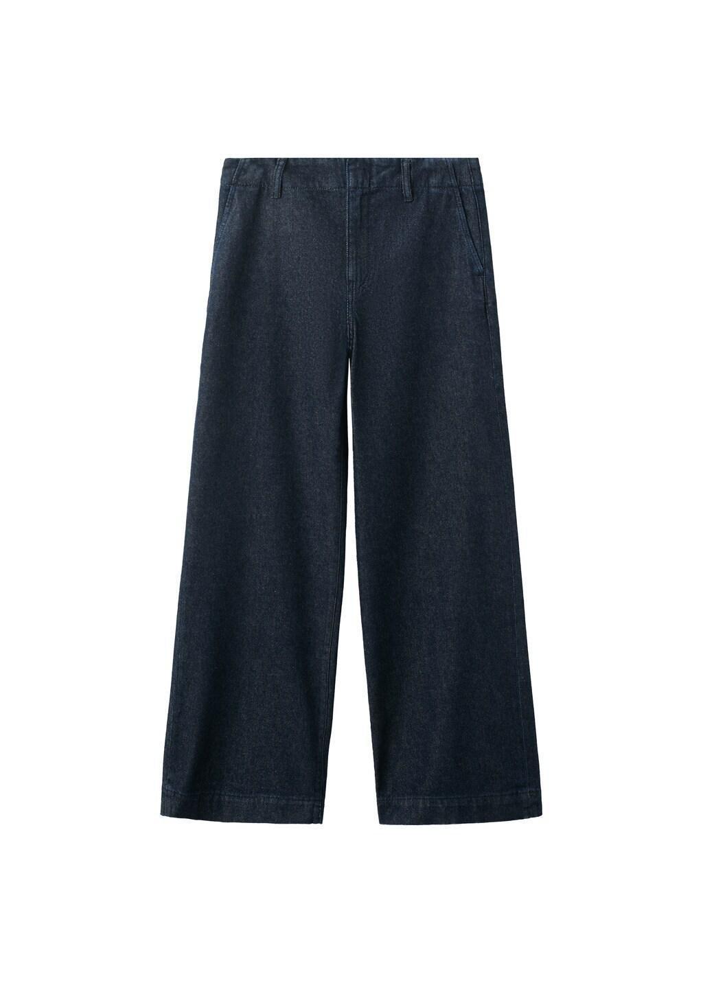Blue Wide Leg Denim Trousers, 0201_TS, large image number 7