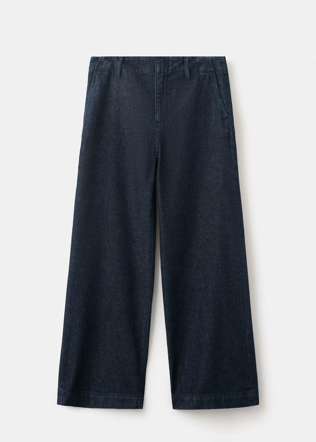 Blue Wide Leg Denim Trousers, 0201_TS, large image number 8