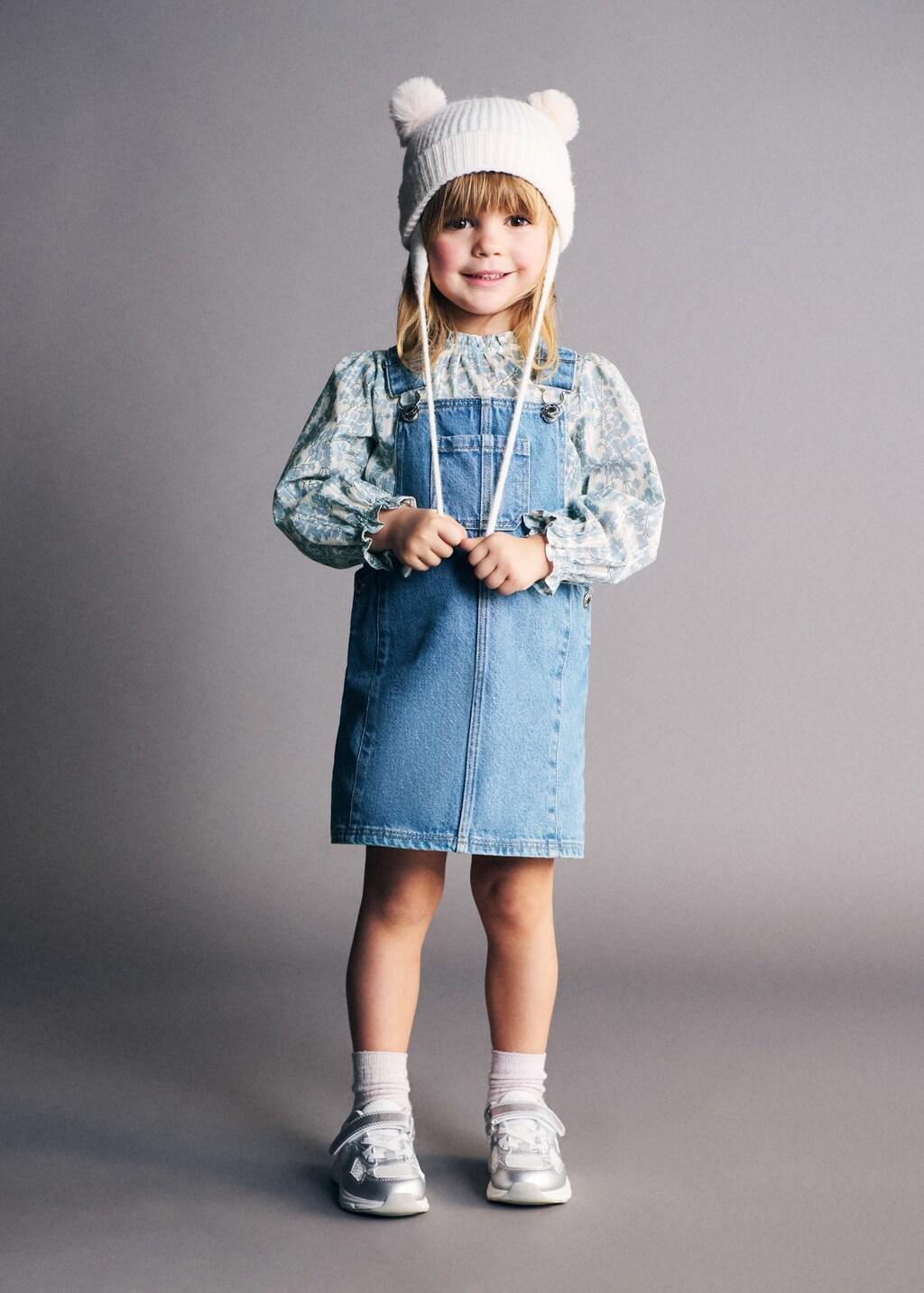 Blue Short Denim Pinafore, Baby Girls, Open Blue, large image number 0