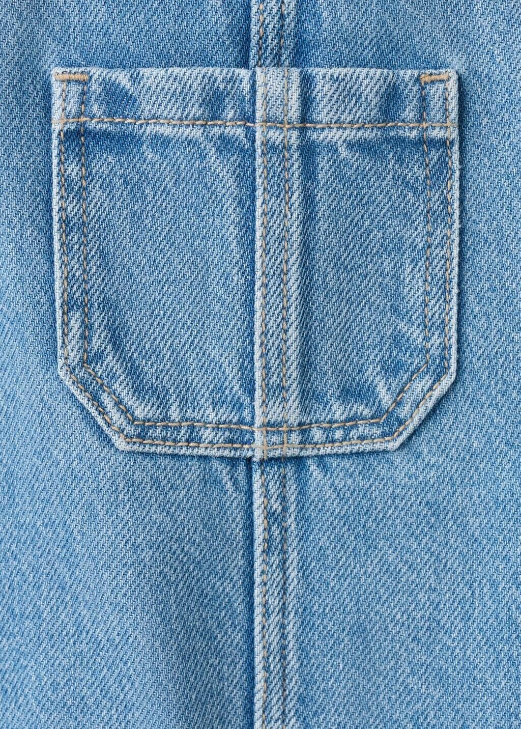 Blue Short Denim Pinafore, Baby Girls, Open Blue, large image number 1