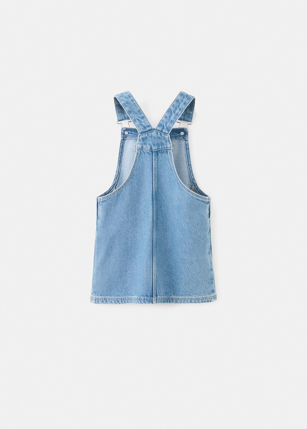Blue Short Denim Pinafore, Baby Girls, Open Blue, large image number 2