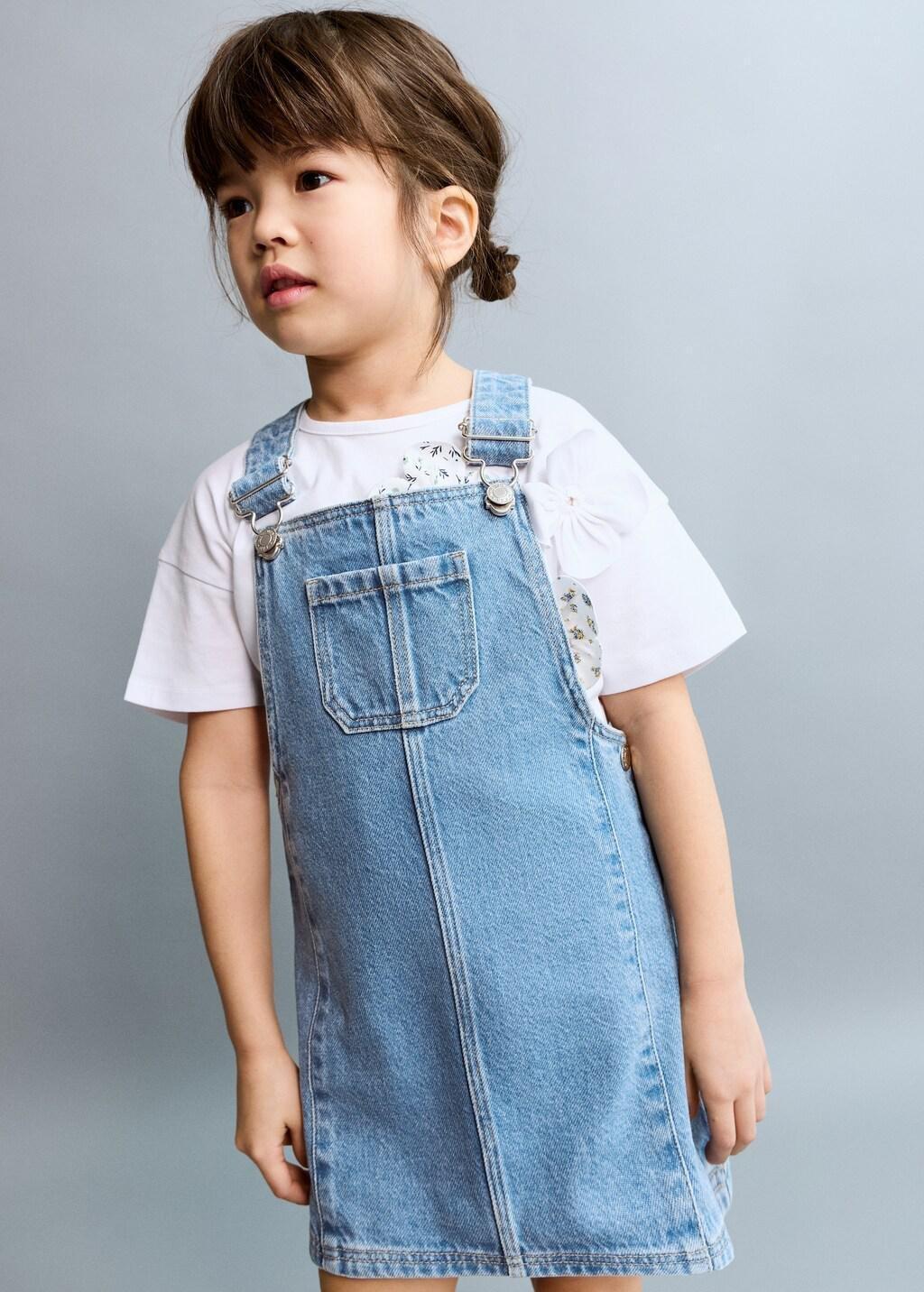 Blue Short Denim Pinafore, Baby Girls, Open Blue, large image number 3