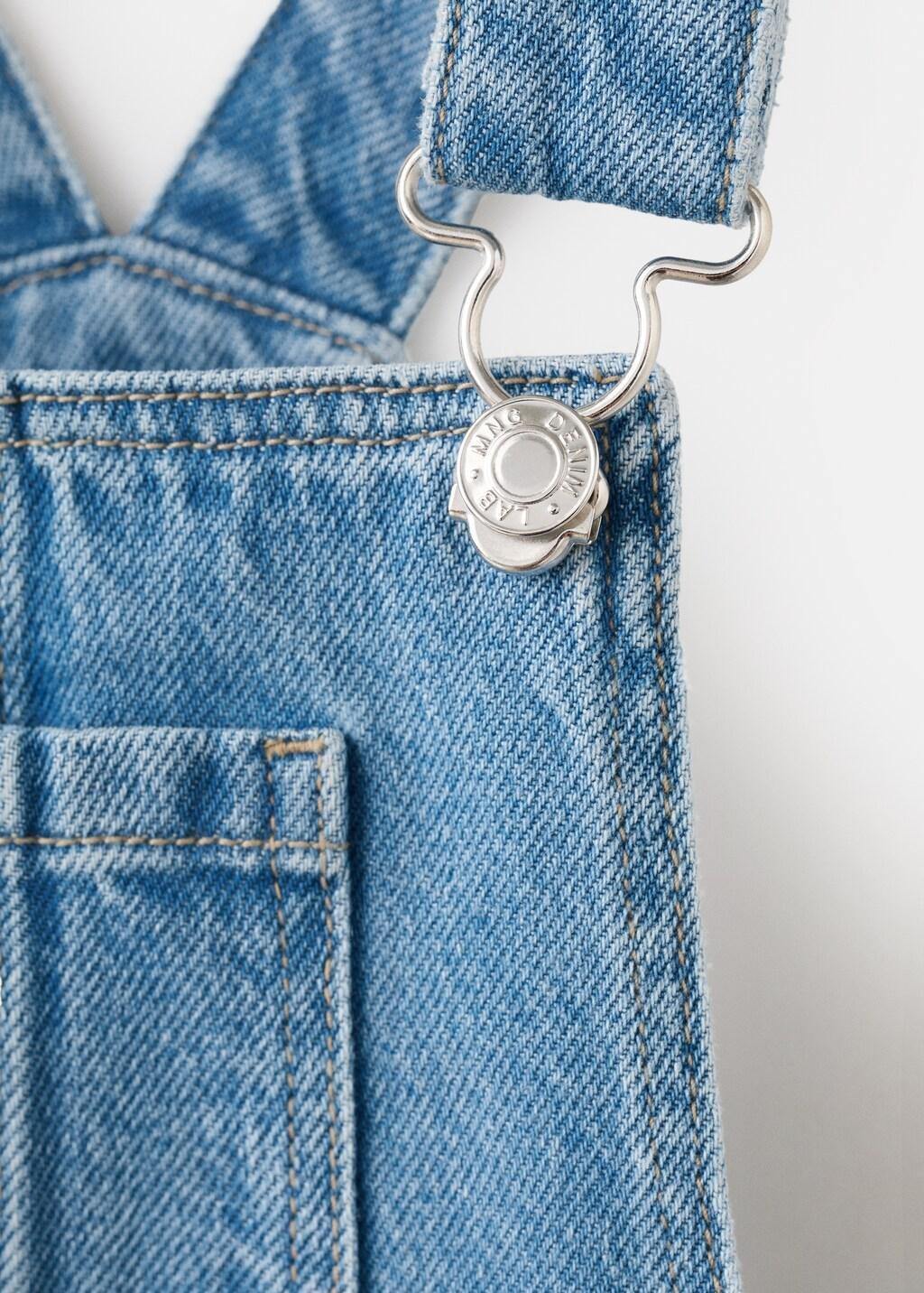 Blue Short Denim Pinafore, Baby Girls, Open Blue, large image number 4