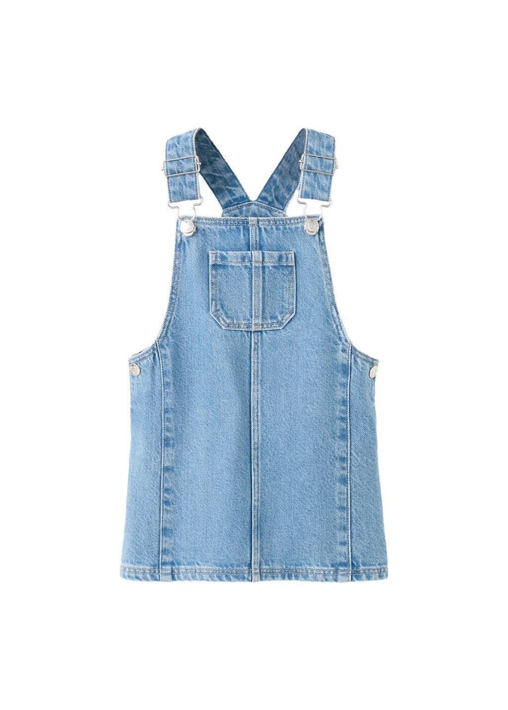 Blue Short Denim Pinafore, Baby Girls, Open Blue, large image number 5