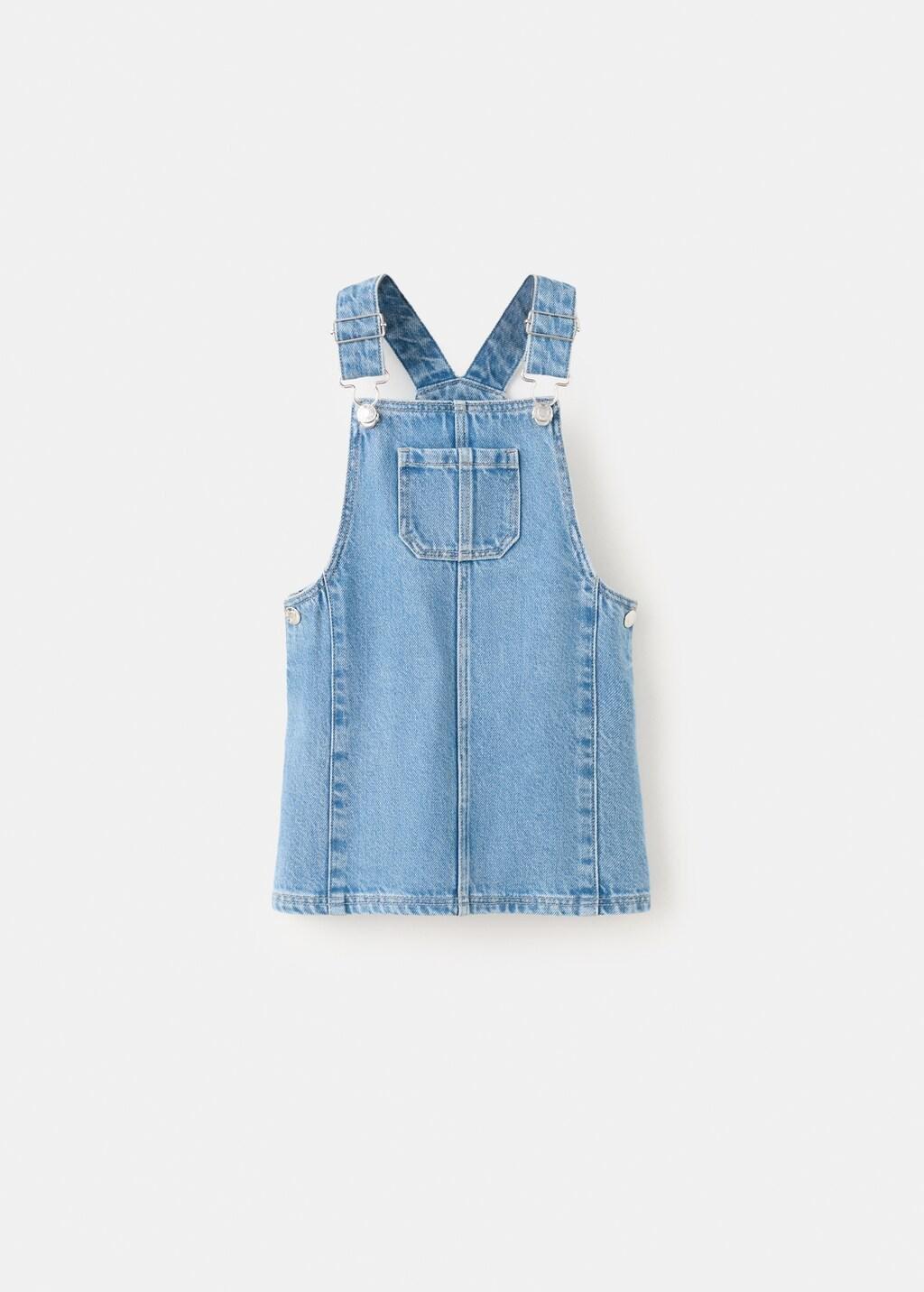 Blue Short Denim Pinafore, Baby Girls, Open Blue, large image number 6