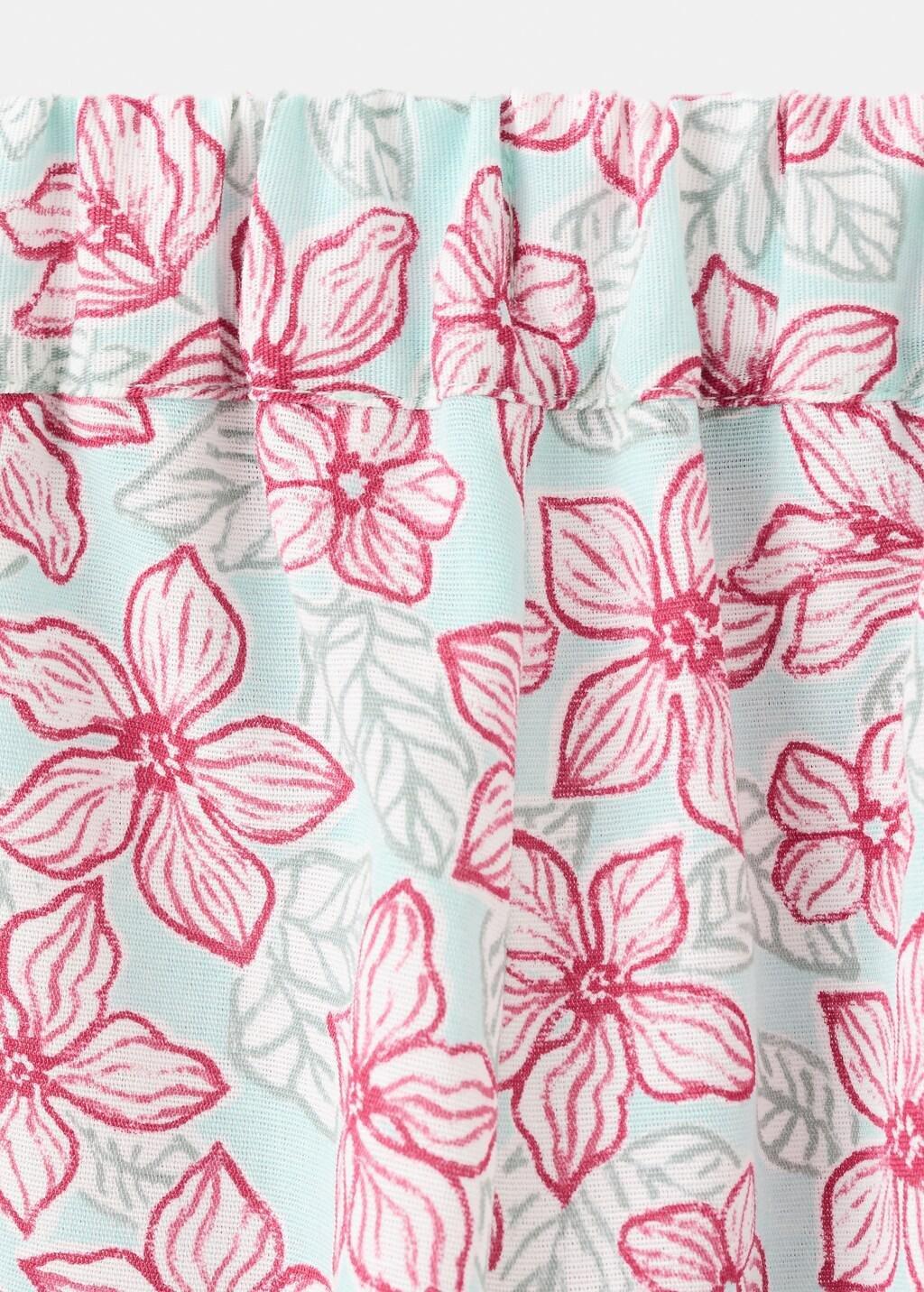 Green Flower Print Trousers, Kids Girls, Turquoise - Aqua, large image number 2