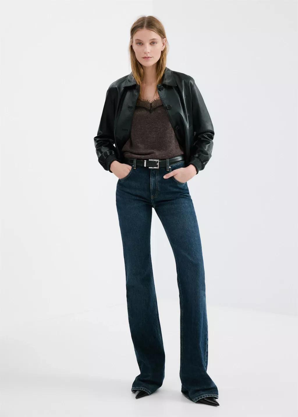 Brown Top With Lace Neck, Dark Brown, large image number 0