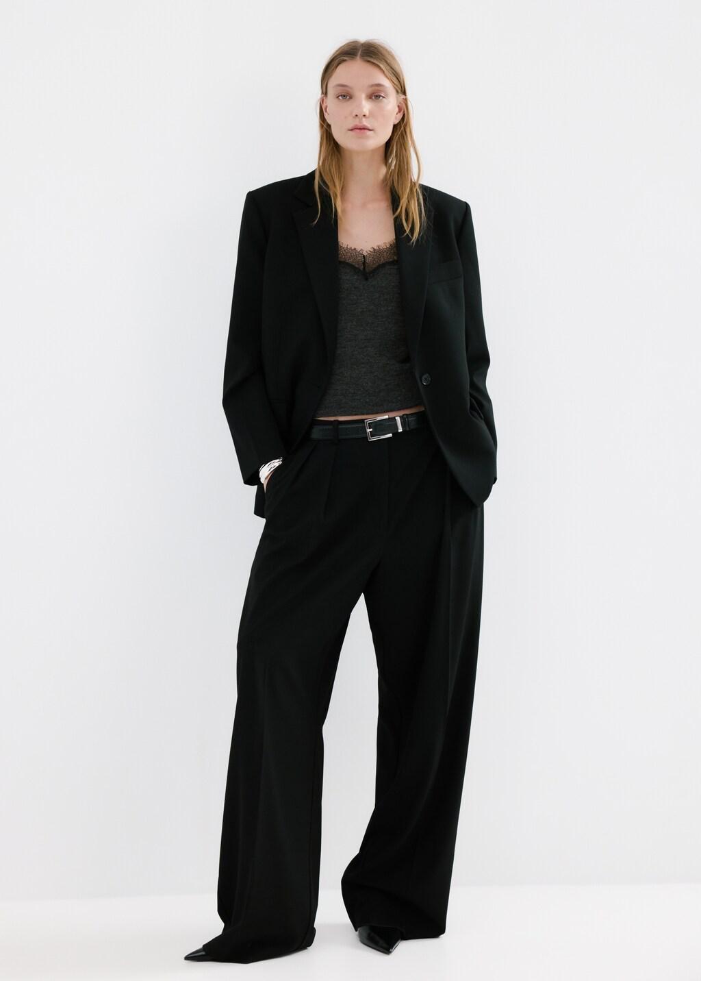 Grey Top With Lace Neck, Dark Grey, medium