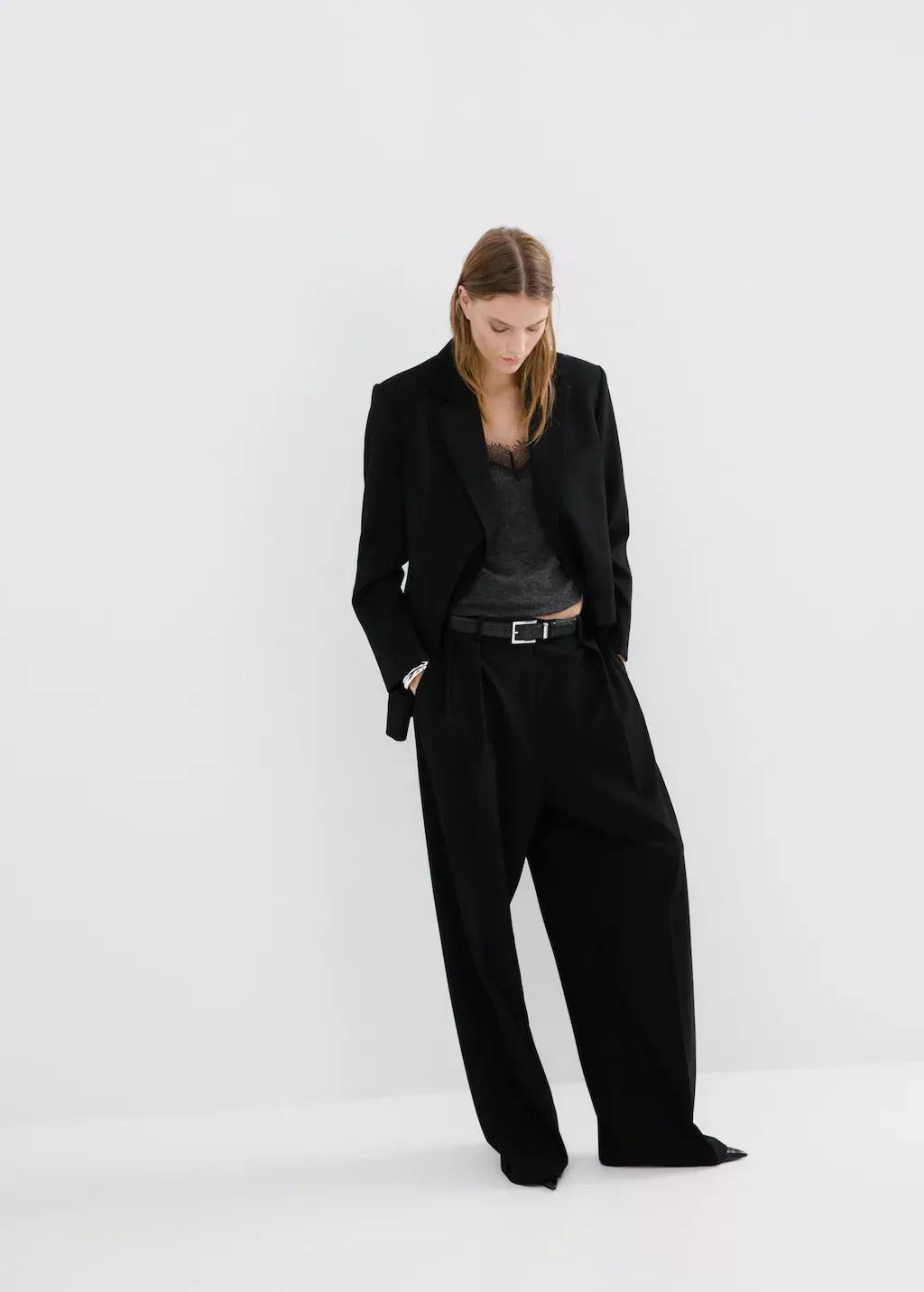 Grey Top With Lace Neck, Dark Grey, large image number 6