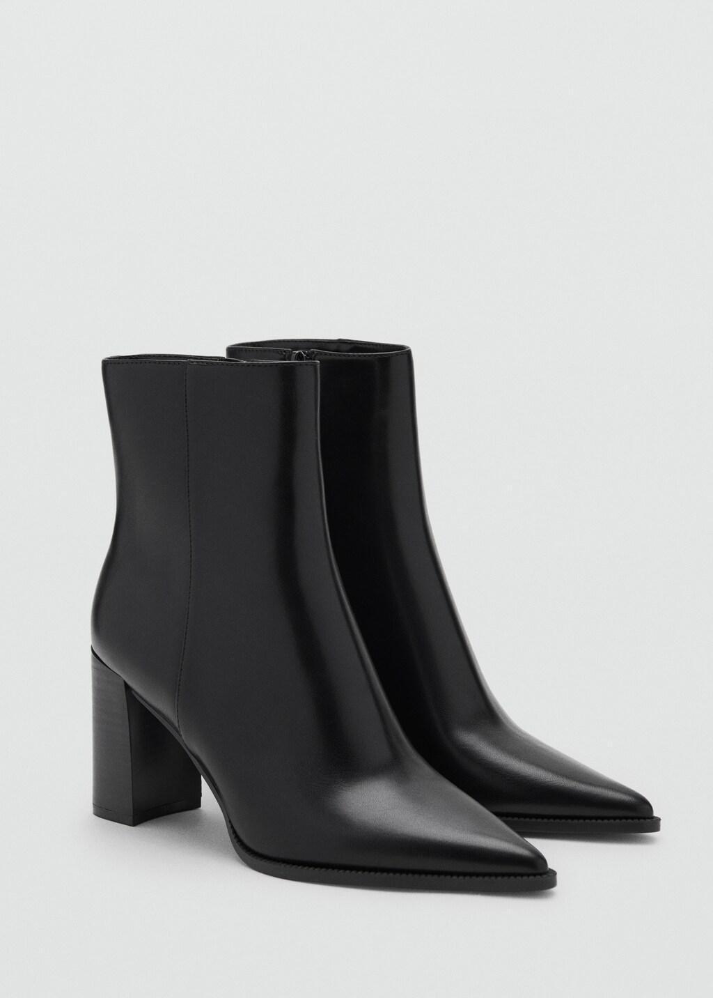 Black Ankle Boots With Block Heel, Black, medium