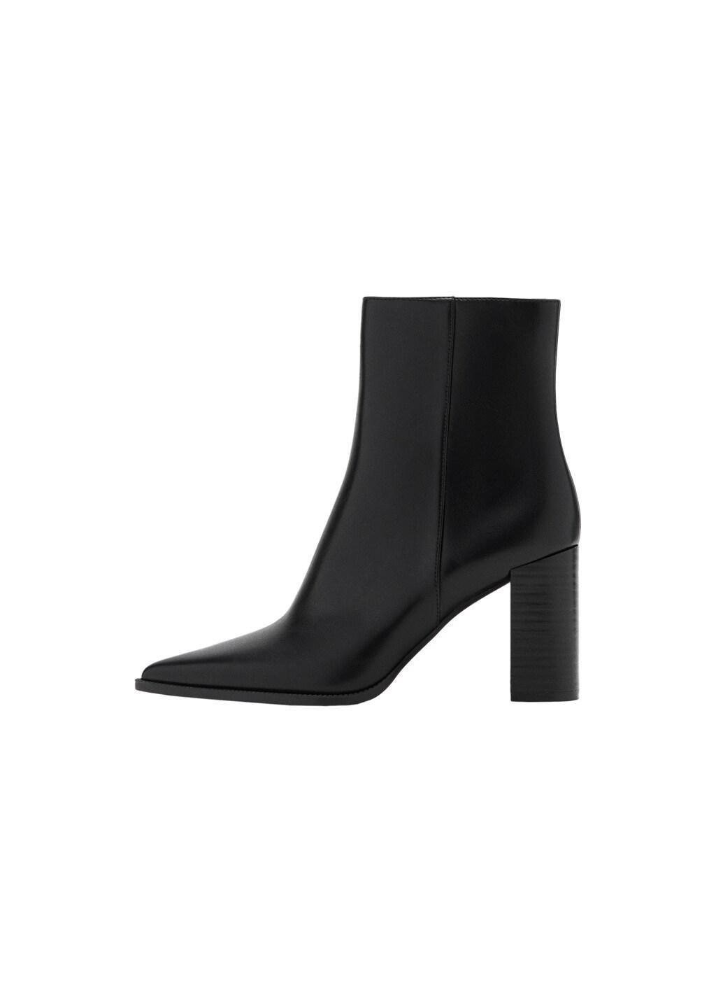 Black Ankle Boots With Block Heel, Black, large image number 2