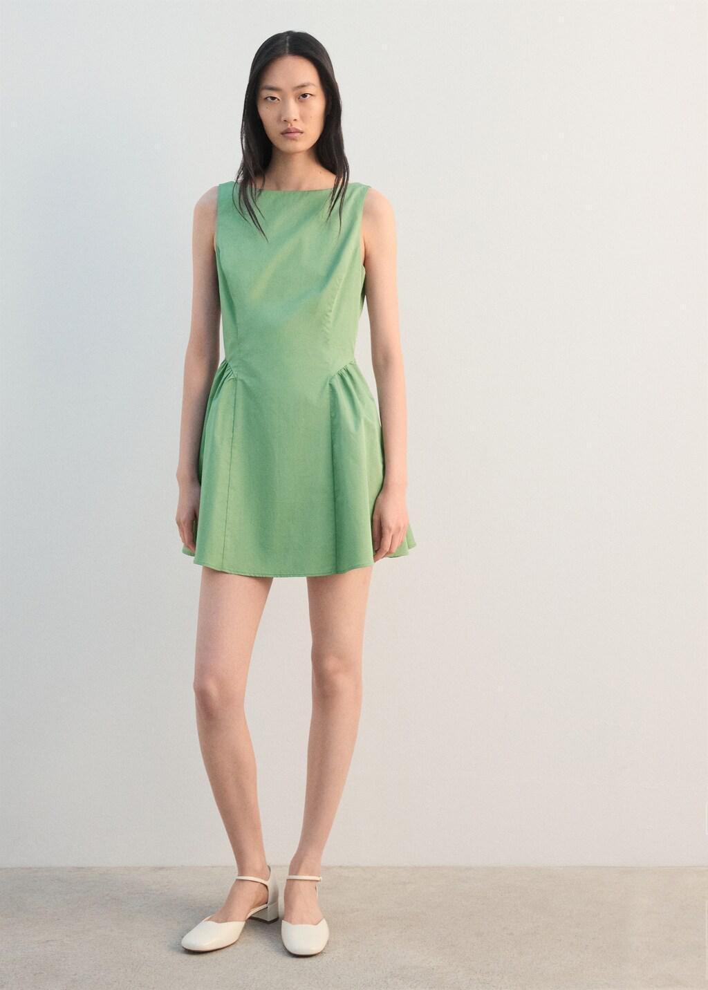 Green Flared Cotton Dress, 0201_43, medium