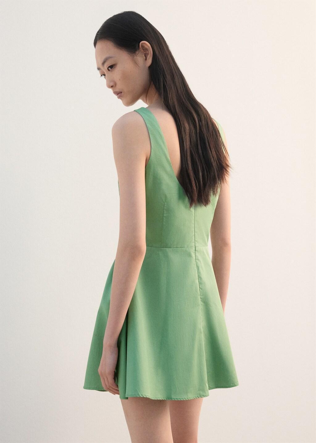Green Flared Cotton Dress, 0201_43, medium