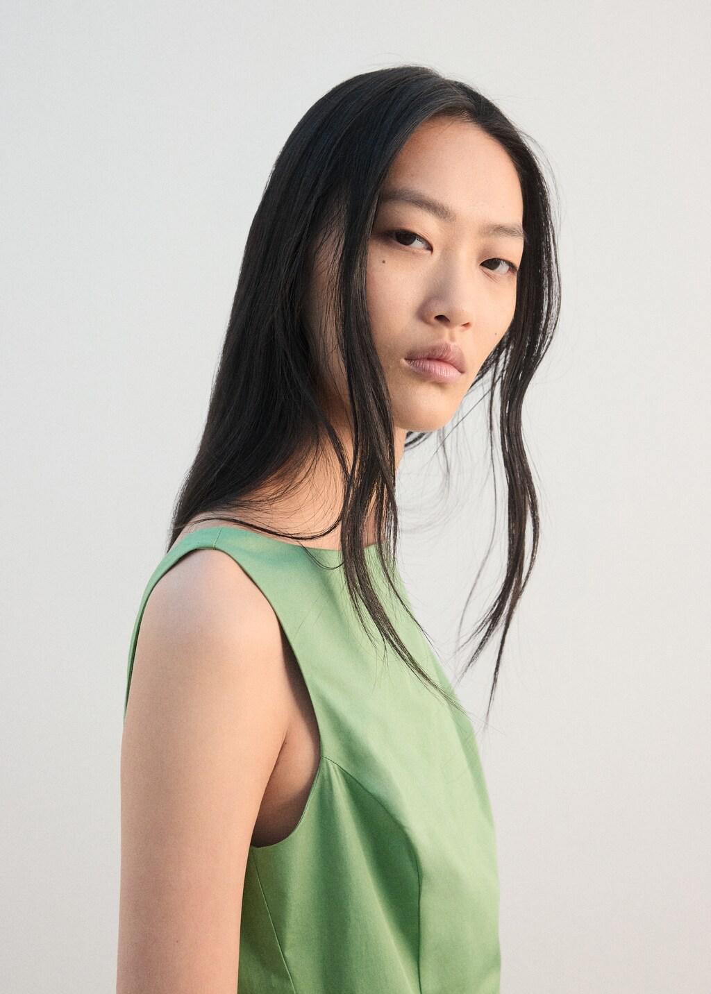 Green Flared Cotton Dress, 0201_43, large image number 4