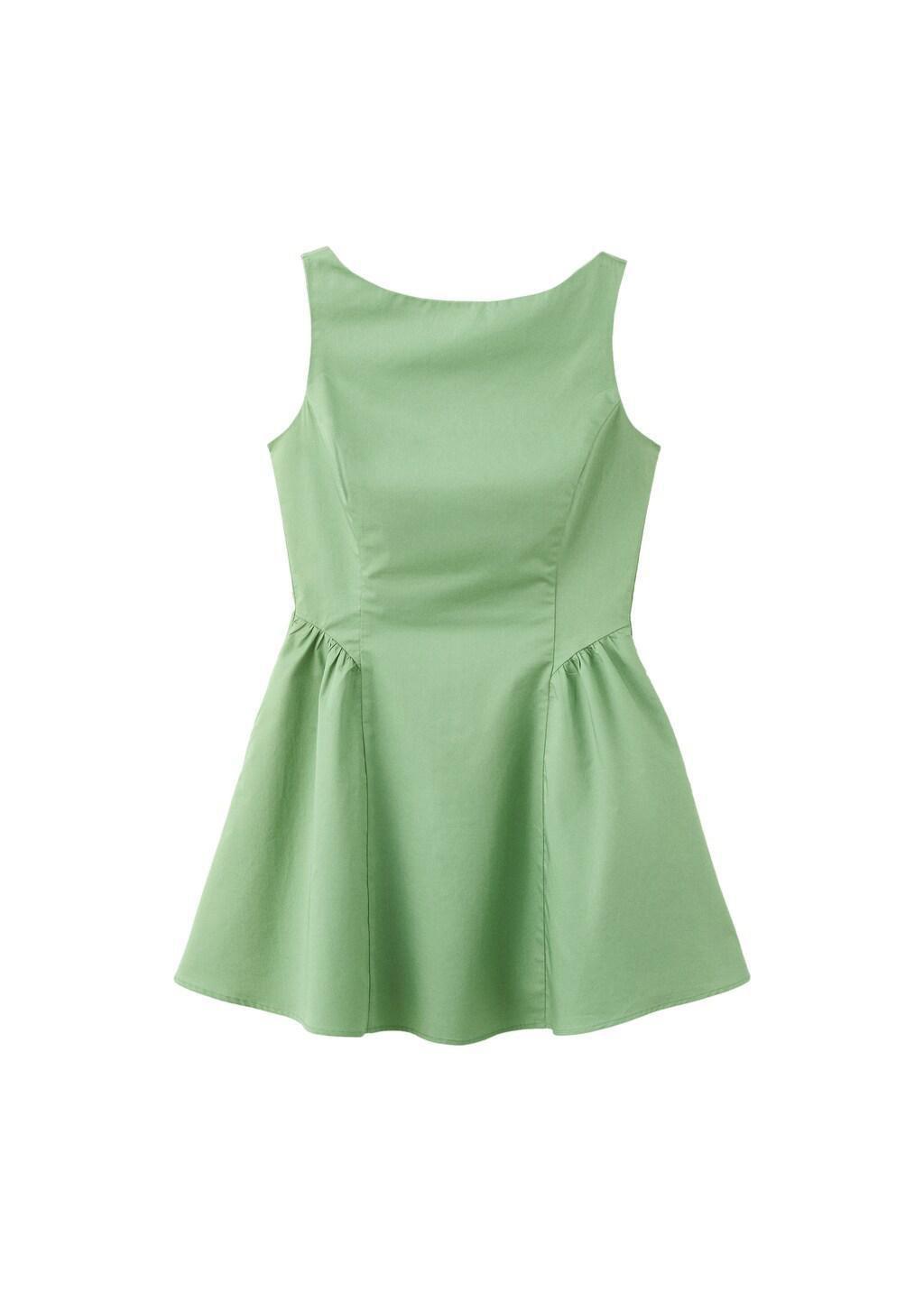 Green Flared Cotton Dress, 0201_43, large image number 6