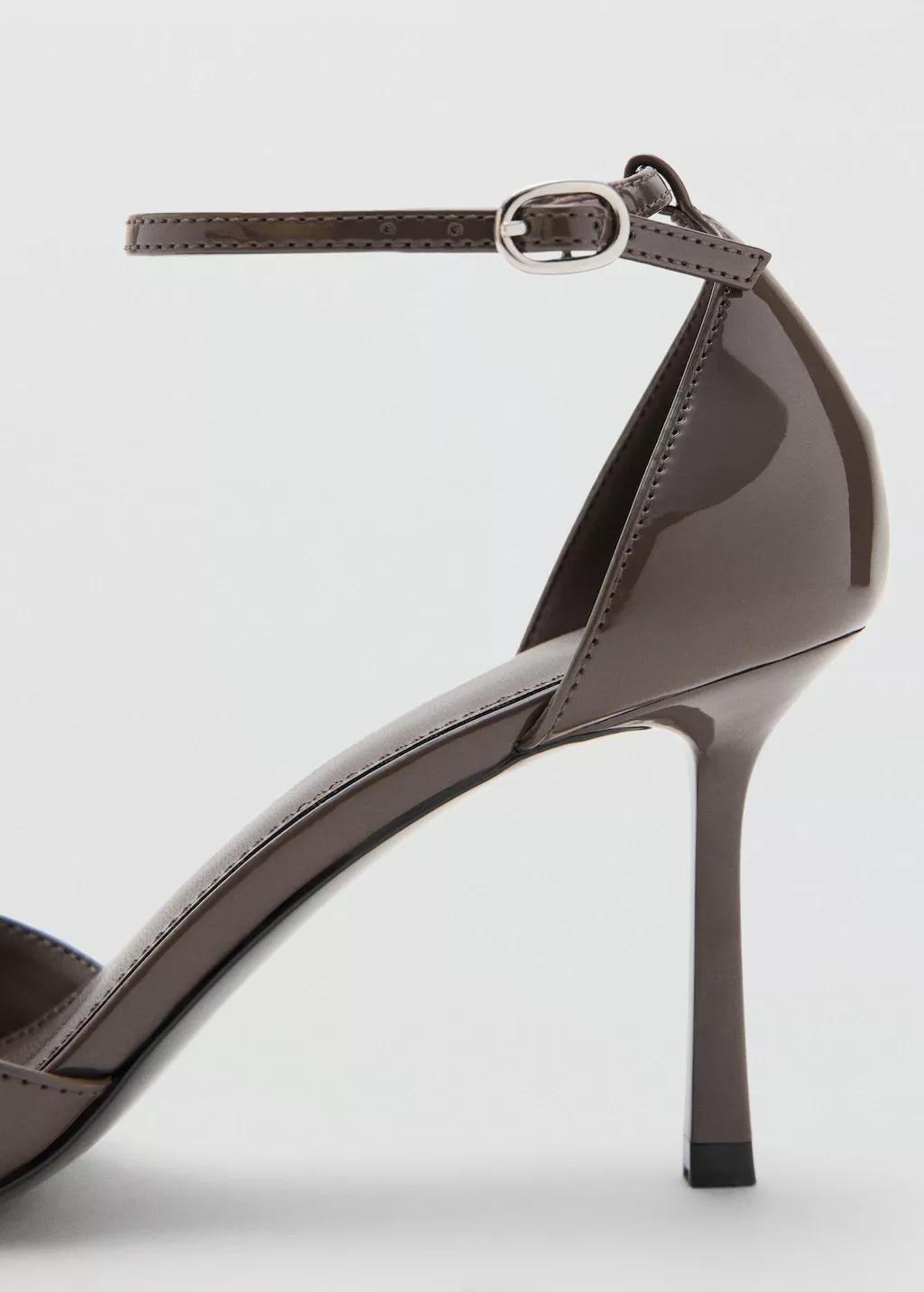 Grey Patent Heeled Shoes, Dark Grey, large image number 1