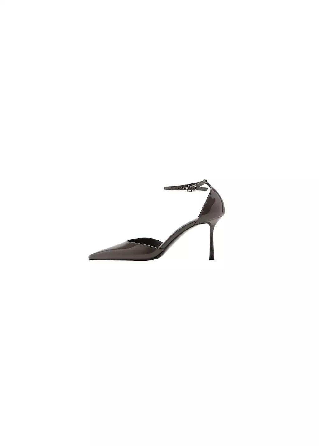 Grey Patent Heeled Shoes, Dark Grey, large image number 2