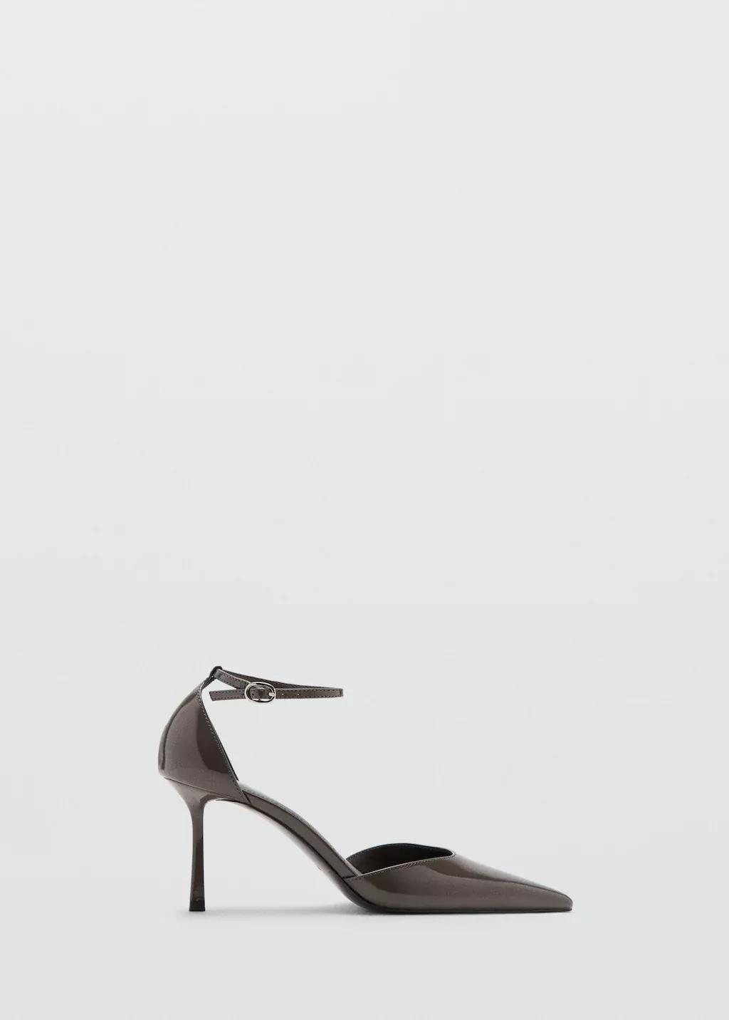 Grey Patent Heeled Shoes, Dark Grey, large image number 3