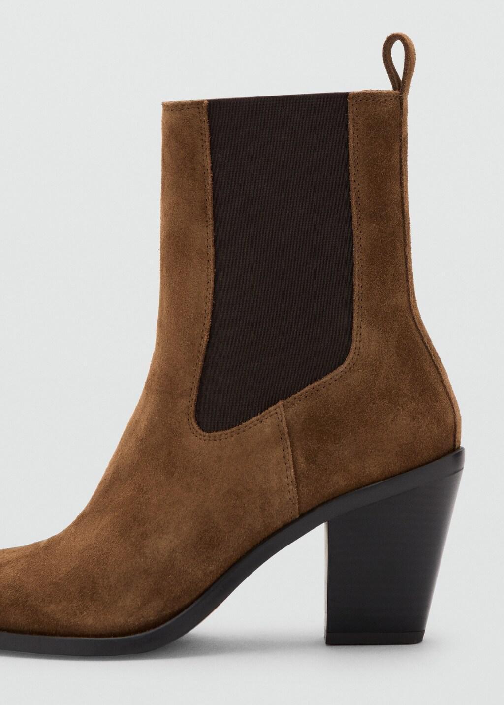 Brown Suede Ankle Boots With Pointed Toe And Block Heel, Medium Brown, large image number 2